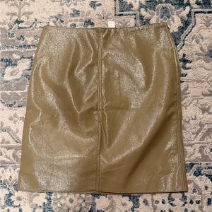 H&M Shiny Olive Mini Skirt